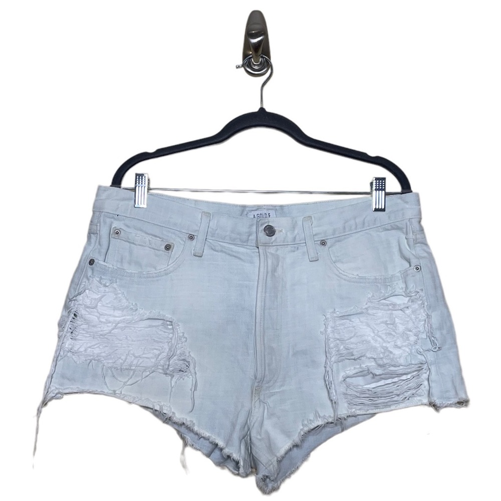 Agolde Parker Distressed High Waisted Denim Shorts